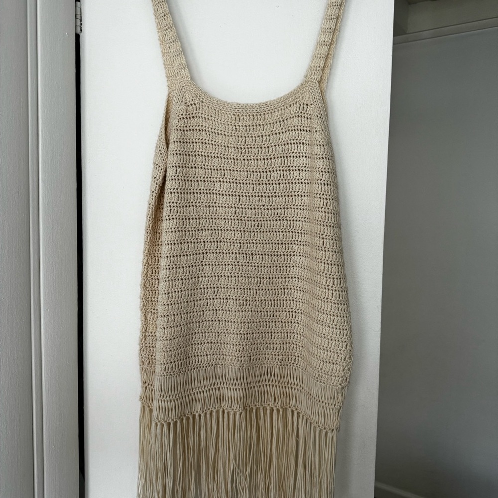 Tan crocheted tank top - M